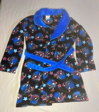 SEGA Sonic the Hedgehog Boys Plush Fleece Robe Size S 6/7 Blue Black Stars