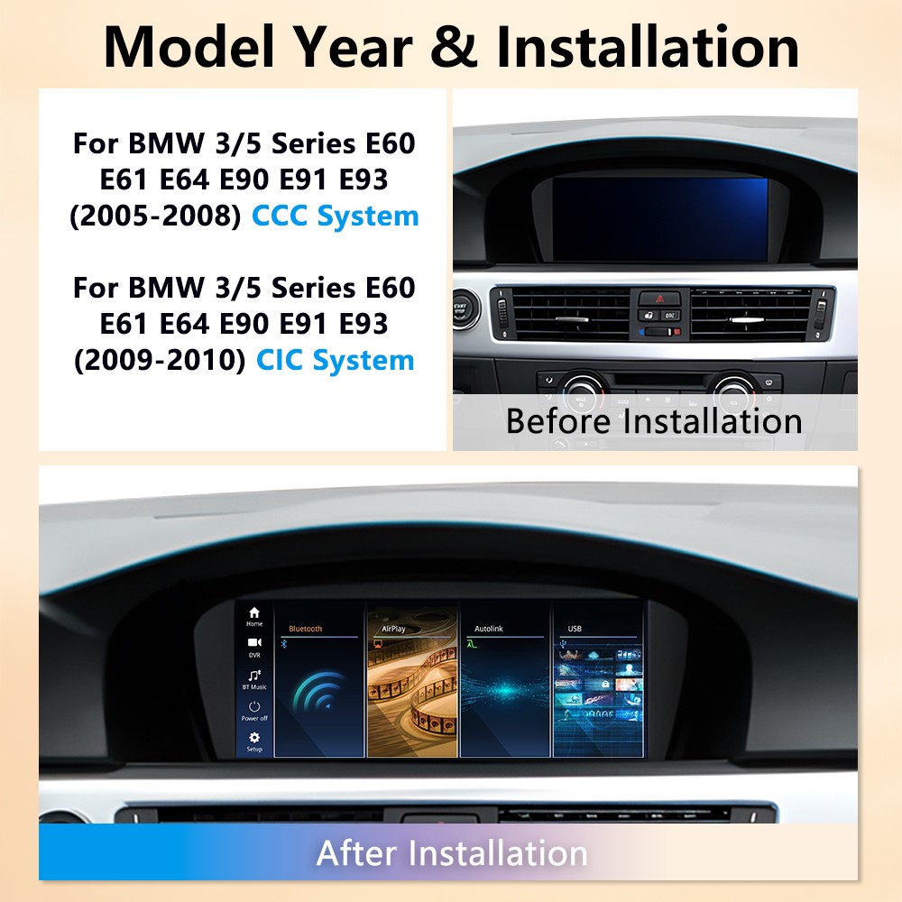 Stereo Wireless Carplay Android Auto 8,8" Linux per BMW E60 E61 E90 E91 CCC CIC foto 4