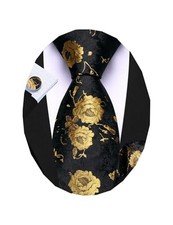 Barry.Wang Flower Ties for Men Silk Woven Floral Tie Sets Necktie Handkerchie...