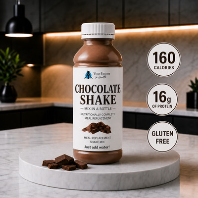 CHOCOLATE - SHAKE IN A BOTTLE - 4 SERVINGS - SIMILAR TO OPTIFAST - ADD WATER
