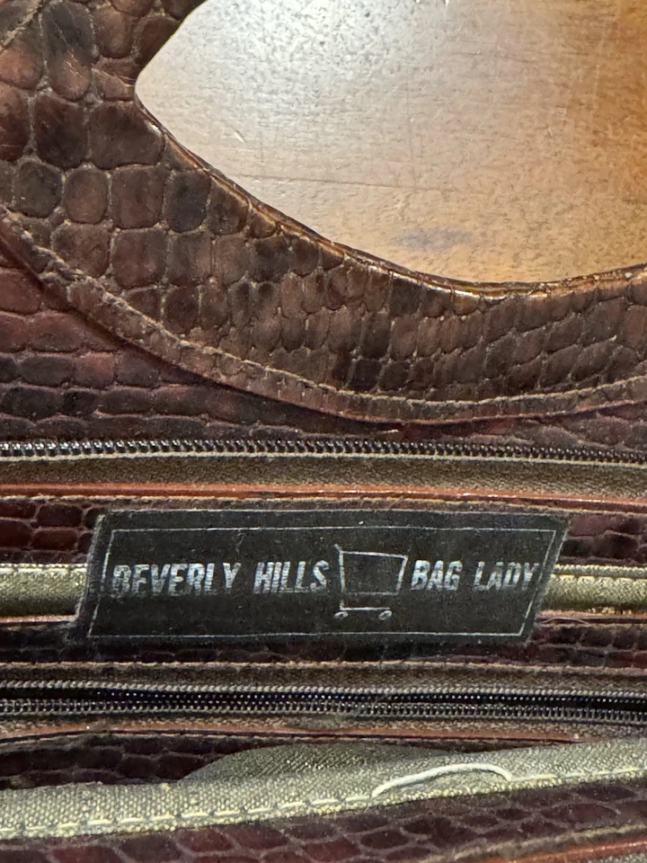 Vintage Beverly Hills Bag Lady Black Retro Beaded Floral Handbag Purse  - Image 4 of 4