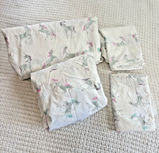 Pottery Barn Kids Mystical Unicorn Queen Sheet Set Flat Fitted 2 Pillowcases