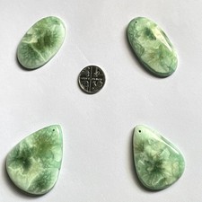 JOBLOT 4 x SMITHSONITE CABOCHONS 34MM-42MM ALL NATURAL AND DRILLED