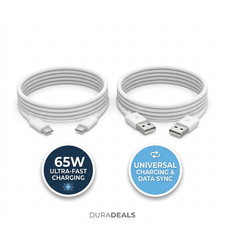 Duradeals 2-Pack USB-C Cable Set | 65W USB-C to C & Legacy USB-A to C 1m White
