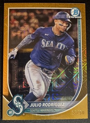 2025 Bowman #79 Julio Rodríguez Chrome Mojo Gold Refractor #/50