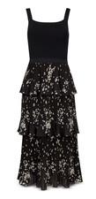 NWT TED BAKER 3 US 8 Elderflower Tiered Pleated LBD Midi Dress