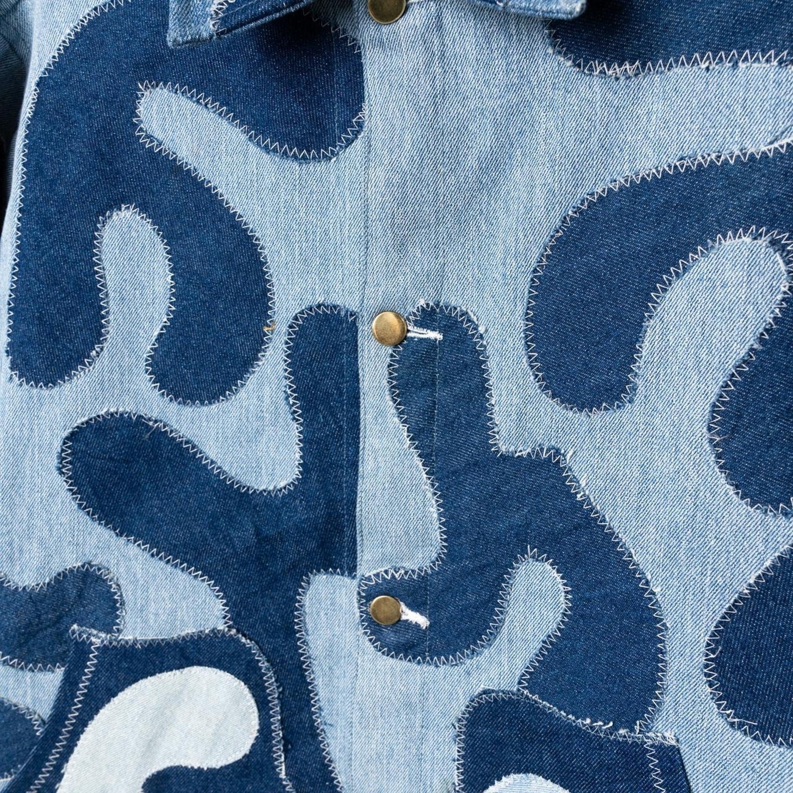 Custom Upcycled patchwork denim jacket - image 3