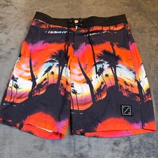 American Eagle Board Shorts Tropical Palm Trees Sunset Print Men's Medium