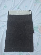 2pc Luxury Ultra Plush Washable Nylon Bath Rug Set 19" x 29" BLACK