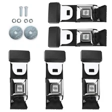 Push Button-Style 2-Point Lap Seat Belt Kit Set of 5 Fixed for Front and Rear