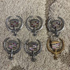 Vintage 1980s 1990s Cadillac Wreath Crest Car Hood Ornament 3 Diameter Lot