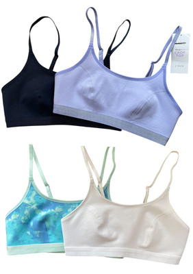 M&S Mädchen erster BH 4er Pack - Teenager bequem bauchfreies Oberteil Sport Training Bralets 11-12