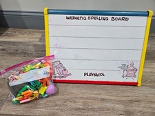 Vintage Playskool Magnetic Tri-Sided Board   Spelling, Chalk  Peg magnets set