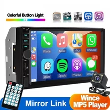 7" Double 2 DIN Car Stereo Radio MP5 Touch Screen Bluetooth FM USB AUX w/ Camera