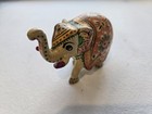 Marble Elephant Figurine Hand Painted / Carved Indian Art Trunk Up — photo 2