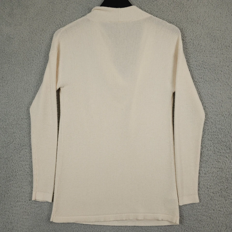 Ann Taylor LOFT Sweater Womens XS Cream Ribbed Knit Cowl Neck Wool Blend Tunic - Image 2 of 4