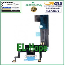 CONNETTORE RICARICA APPLE iPhone XR FLAT FLEX MICROFONO DOCK CARICA USB BLU