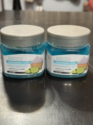 NEW Hyaluronic Acid Sea Salt & Cucumber Exfoliating Body Scrub. Set of 2
