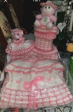 Baby shower gift set girl Pink blanket diaper bag piggybank pillow teddy bear