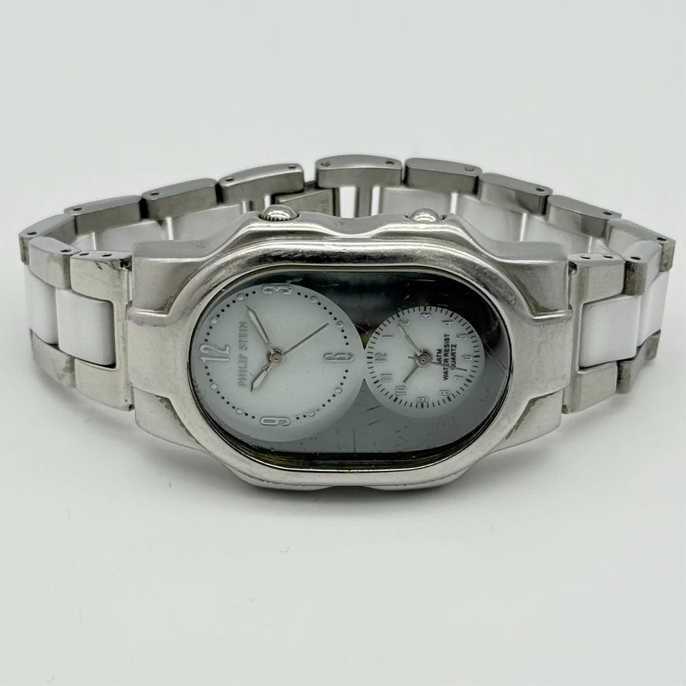 Reloj pulsera de cuarzo unisex PHILIP STEIN Teslar doble tiempo esfera doble, 32 mm Foto 3 de 4