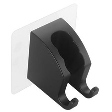 Handheld Shower Head Holder with 2 Hanger Hooks Strong Adhesive 1 Pack Black