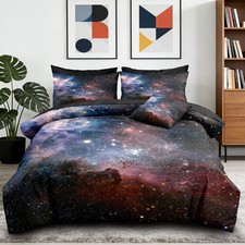 Peopleareok 6 PC Galaxy Comforter Sets Twin, 3D Printed Outer Space Bedding S...