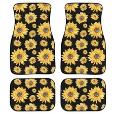 Sunflower Floor Mats for Cars Universal Watercolor Floral Pattern Cute Yellow...