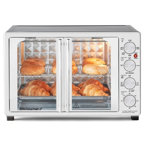 Elite Gourmet ETO4524 45L Countertop Convection Toaster Oven, French Doors, A...