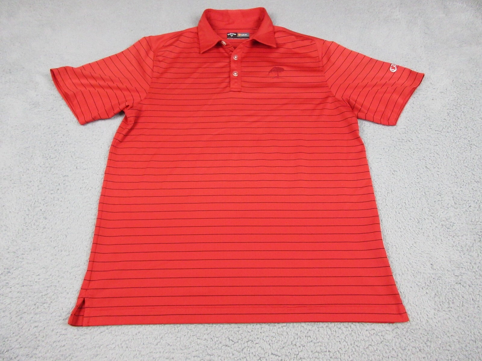 Callaway Mens Medium Red Stripes Opti Dri Golf Polo Shirt Lightweight Logo-image