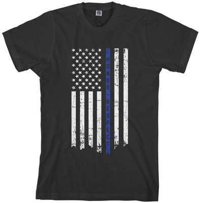 Threadrock Men's Honor Respect Thin Blue Line Flag T-shirt