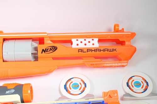 5x Nerf Guns Konvolut mit 30 Darts, Aufsätzen & Zielscheiben / Retaliator, Alphahawk - Bild 9 von 15