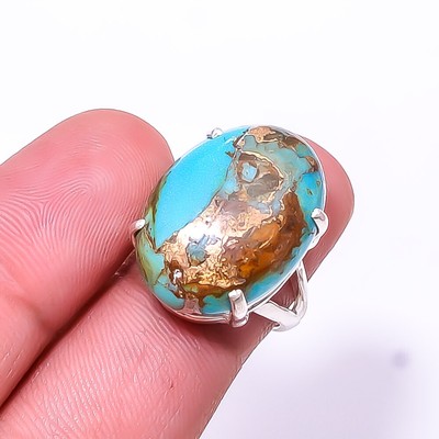 Turquoise - Kingman 925 Sterling Silver Ring S.6 R_9390_193_15