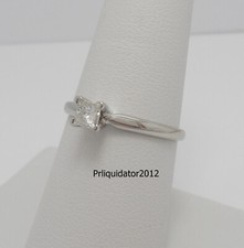 1/3CT Natural Princess Cut Diamond Engagement Wedding Ring 14K White Gold Band