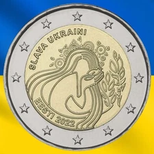 2 Euro Estonia 2022 * Slava Ukraini * Glory to Ukraine * Unc