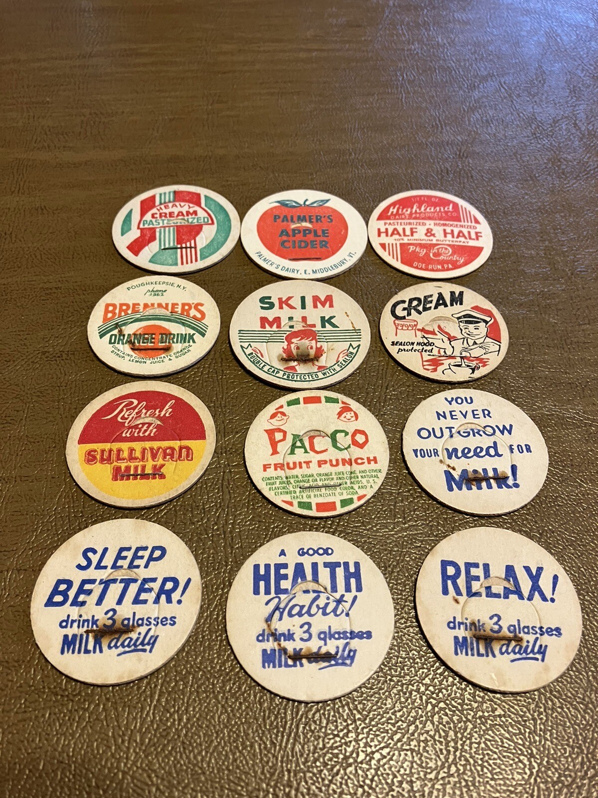 Lot of 12 Milk Bottle Caps eBay