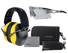 TITUS Safety Glasses & Earmuffs Highest 37 NRR ANSI Z87+ Rated Noise Reduction 