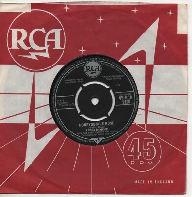 LENA HORNE honeysuckle rose*a new fangled tango 1950's UK RCA 4 PRONG CENTRE