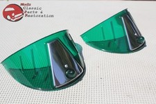 Green Headlamp Light Bulb Visors Custom Car Truck 7 With Stainless Trim New