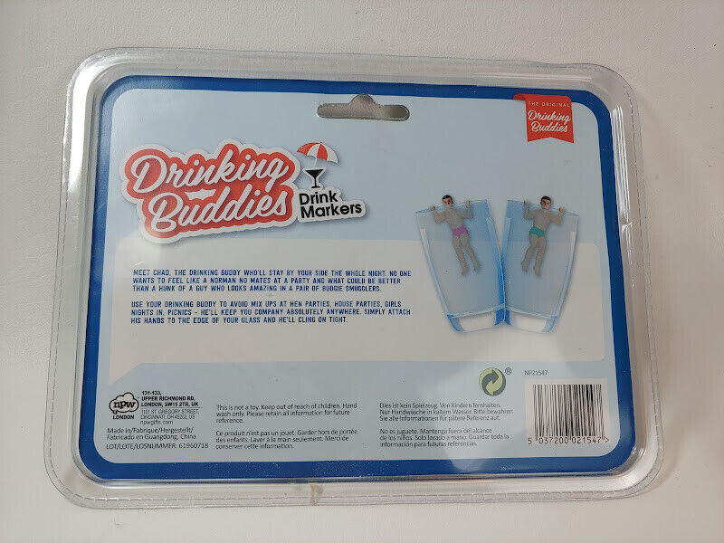 NPW Drinking Buddies Cocktail Wine Glass Markers 6 Count in Pkg