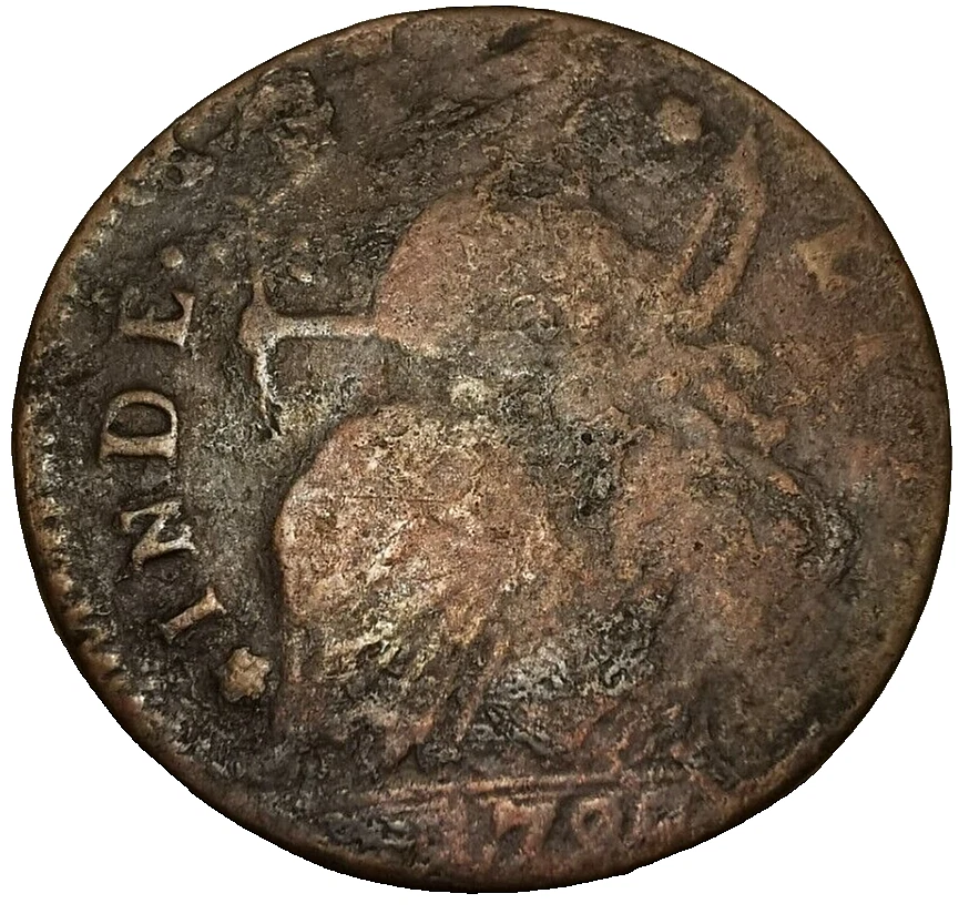 Moneda Cooper de 1/2 centavo Connecticut de Estados Unidos 1788 "busto drapeado izquierdo" M15,1-L.1 R3 Foto 4 de 4