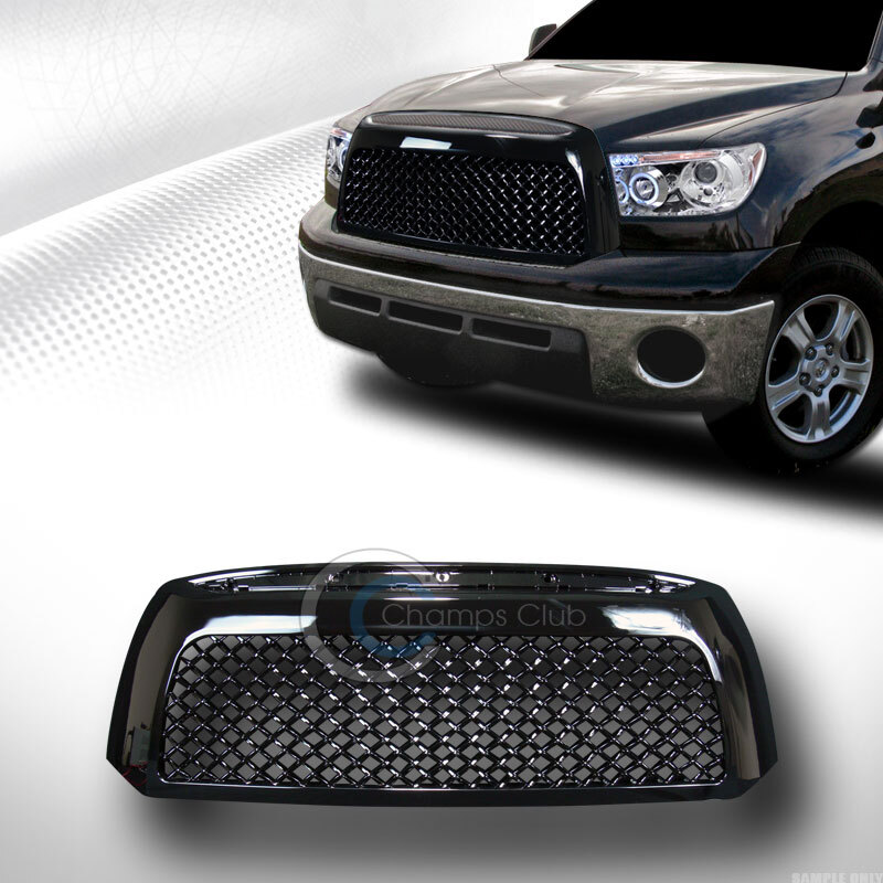 For 07-09 Toyota Tundra Glossy Blk Mesh Front Hood Bumper Grill Grille Guard ABS