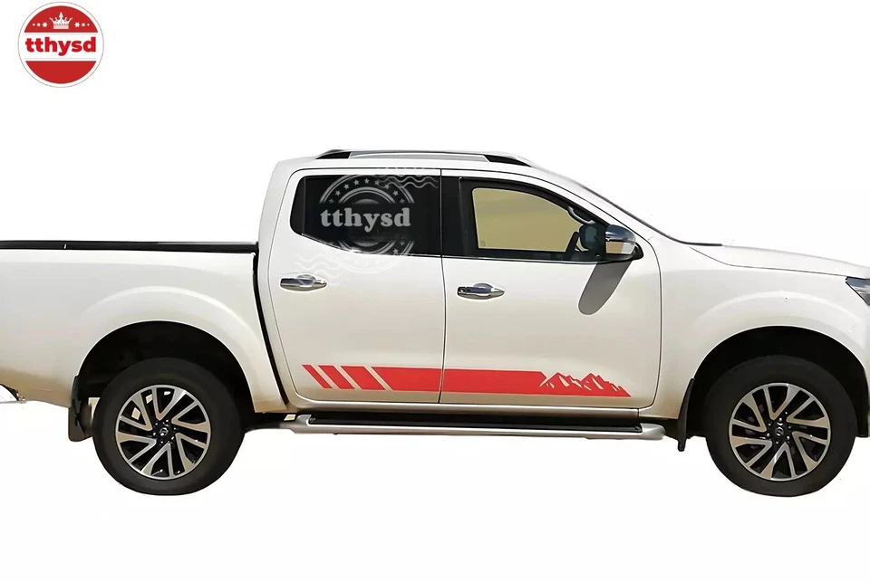 适用于日产 Navara Np300 山地条纹图形贴纸乙烯基 2 件 全新 — 第 2/4 张图片