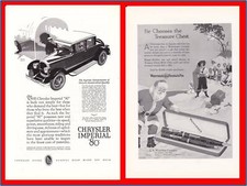 1930 Chrysler 80 Imperial Roadster Sedan Coupe - Waterman Fountain Pen Print Ad