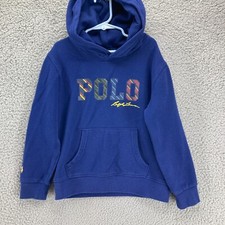 Polo Ralph Lauren Youth Size 7 Blue Hoodie Sweatshirt Boys Lined Hood Colorful