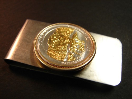 OLYMPIC WASHINGTON GOLD SILVER COIN JEWELRY EMBOSSED HIGH FINE GRADE - Picture 3 of 5