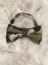 Bow Tie Green Camouflage Cotton Multi Color Adjustable