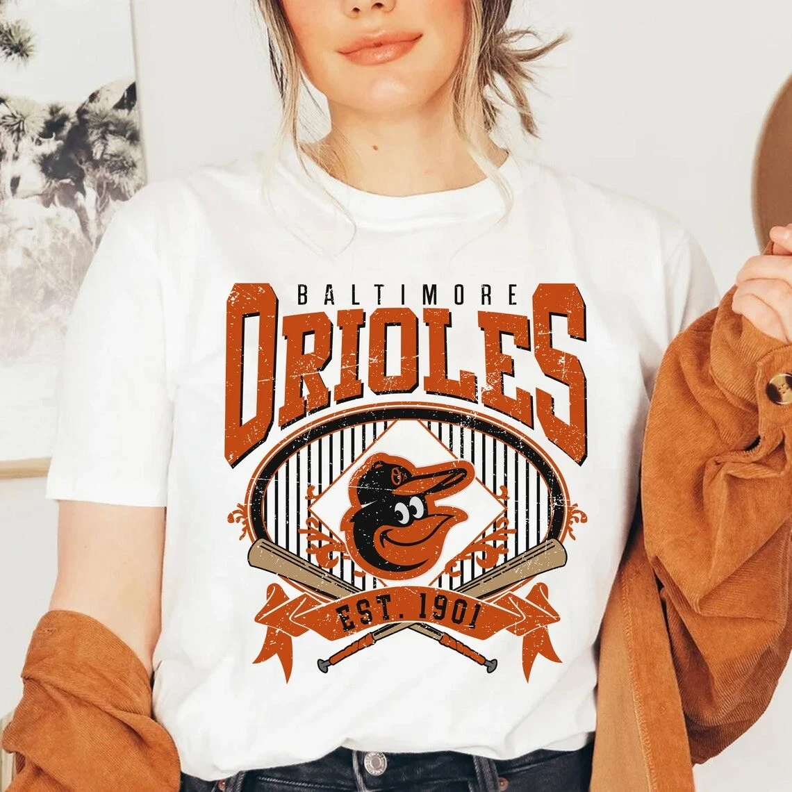 Baltimore Orioles Baseball EST 1901 Vintage T-Shirt Gift For Fans White  S-3XL