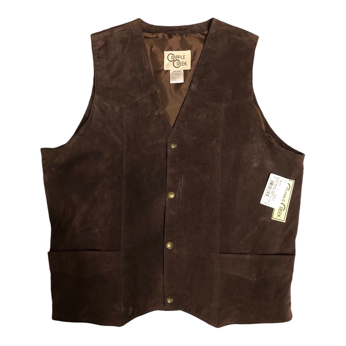 Cripple Creek Suede Leather Vest Dark Brown Snap ML3061T 2XL/Tall