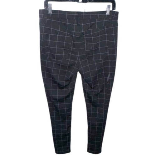 Aqua Black Window Pane Plaid Skinny Pants Large Stretch sz Large - Picture 3 of 7