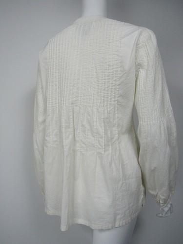 Camisa frontal plisada con botones pintuck de algodón suave envolventes talla S - Imagen 3 de 3